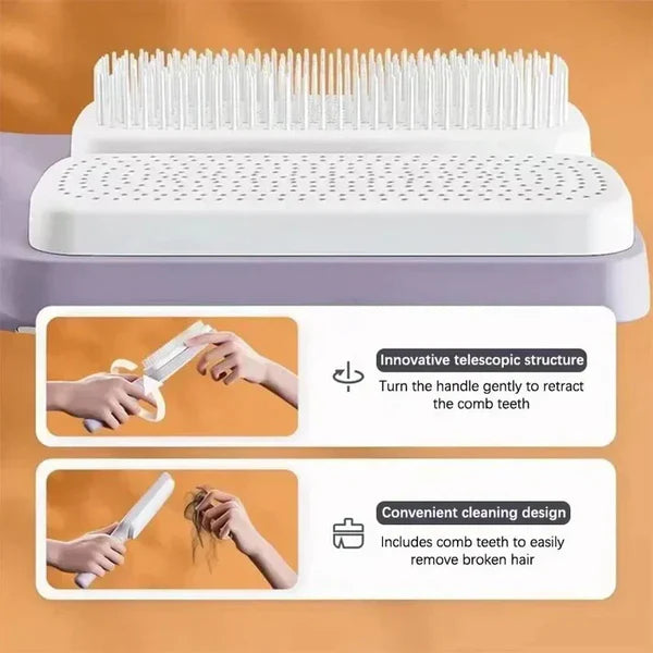 4-in-1 Self-Cleaning Hair Comb Brush